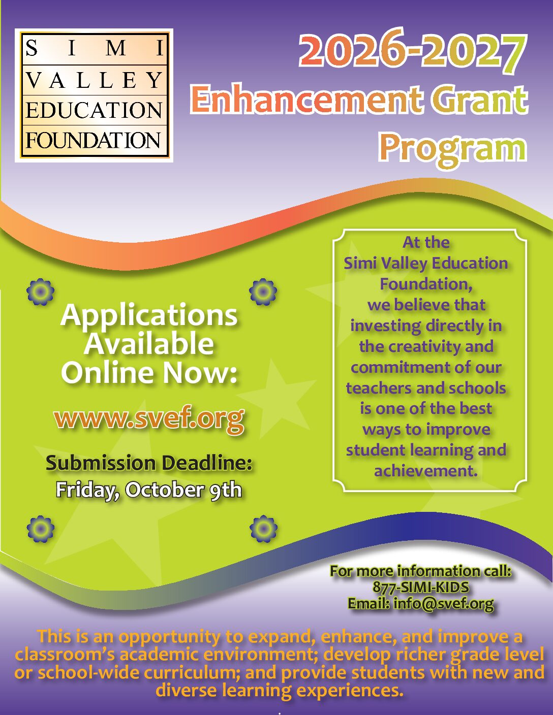 Enhancement Grant Applications NOW Open