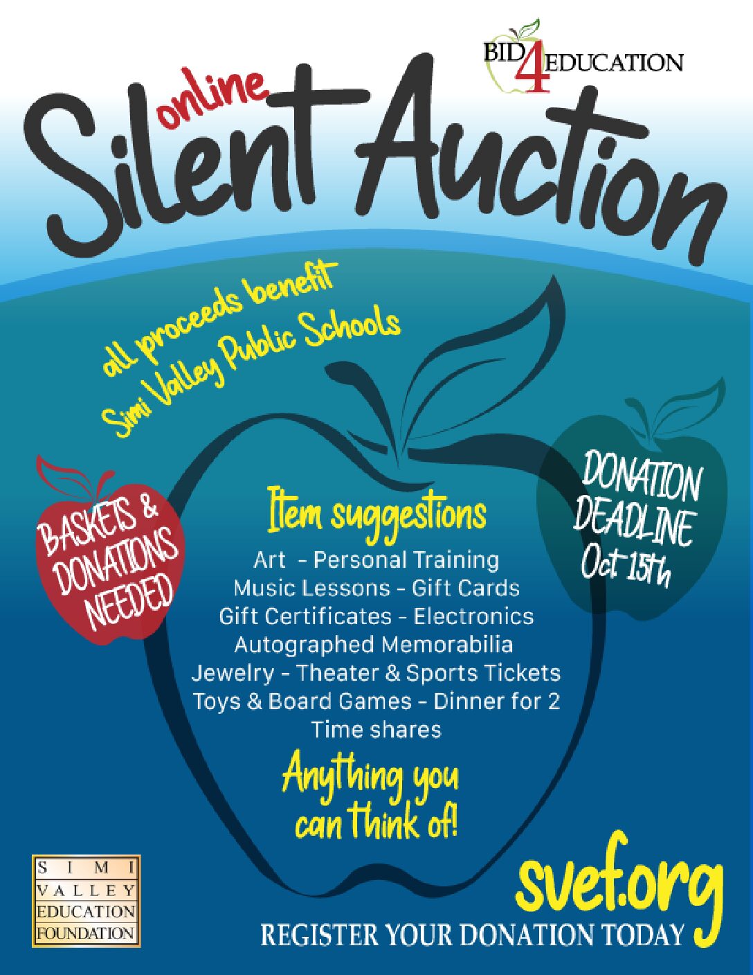 Donations NOW Being Accepted for Our Fall Online Auction